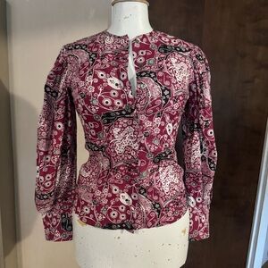 Etoile Isabel Marant Paisley Print Blouse Sz 36 Parisian Bohemian Sustainable